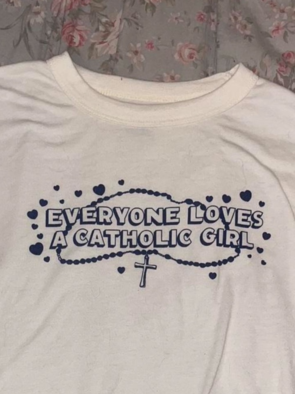 Y2K Urban Renewal by Urban Outfitters Everyone Loves A Catholic Girl Baby Tee